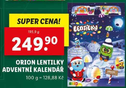 ORION LENTILKY ADVENTNÍ KALENDÁŘ, 193,9 g