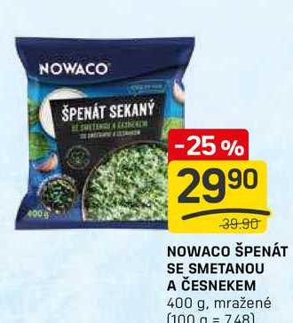 NOWACO ŠPENÁT SE SMETANOU A ČESNEKEM 400 g