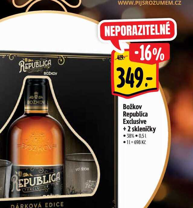   Božkov Republica Exclusive +2 skleničky 0,5 l