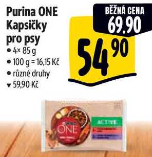 Purina ONE Kapsičky pro psy, 4x 85 g