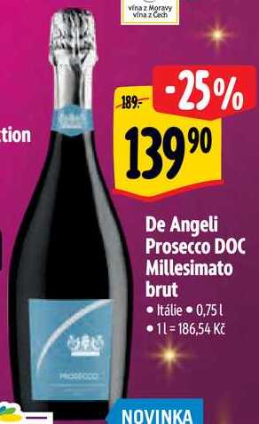 De Angeli Prosecco DOC Millesimato brut, 0,75 l