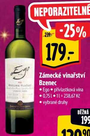 Zámecké vinařství Bzenec, 0,75 l