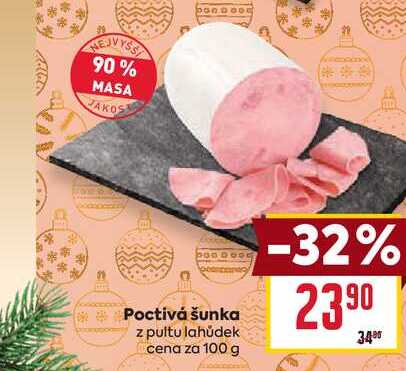 Poctivá šunka z pultu lahůdek cena za 100 g