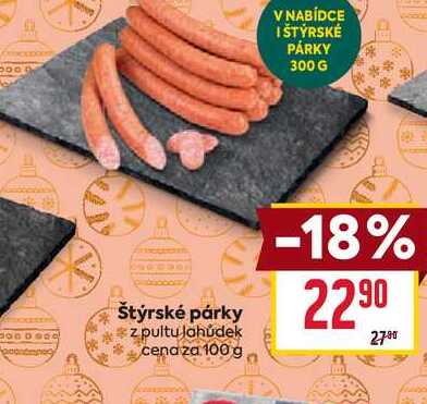 Štýrské párky z pultu lahůdek cena za 100 g