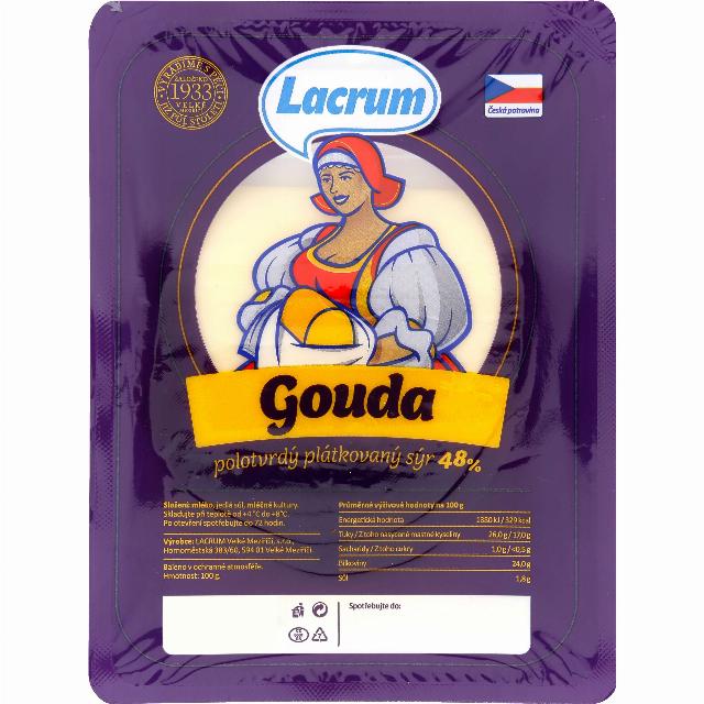 Gouda polotvrdý sýr plátky