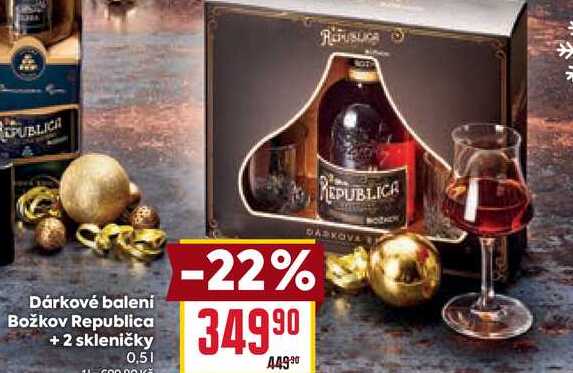 Dárkové balení Božkov Republica + 2 skleničky 0,5l