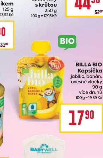 BILLA BIO Kapsička jablko, banán, ovesné vločky 90 g 