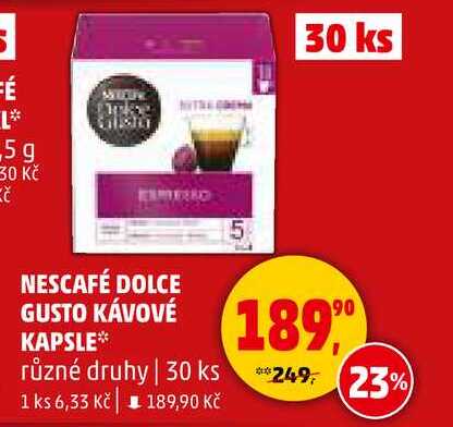 NESCAFÉ DOLCE GUSTO KÁVOVÉ KAPSLE různé druhy, 30 ks