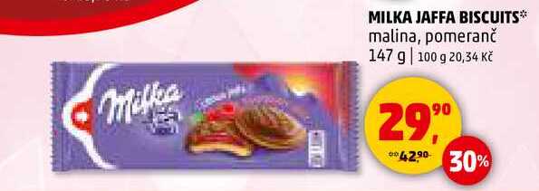 MILKA JAFFA BISCUITS malina, pomeranč, 147 g 