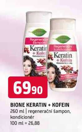 Bione keratin kofein 260 ml regenerační šampon, kondicionér 