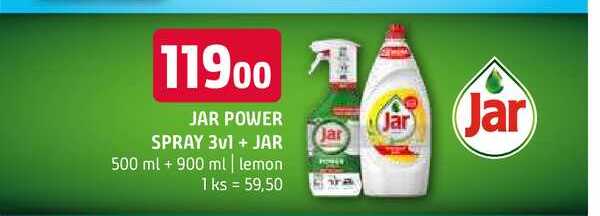 Jar power spray 3v1 + jar 500 ml + 900 ml lemon 