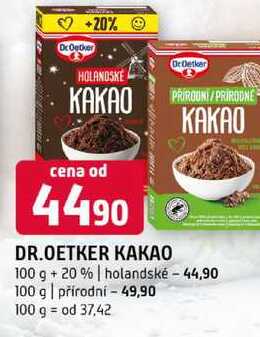 Dr Oetker kakao 100 g + 20% holandské přírodní 