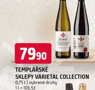 Templářské sklepy varietal collection 0,75l vybrané druhy 