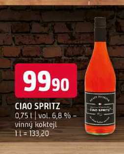 Ciao spritz 0,75l vol. 6,8% vinný koktejl 