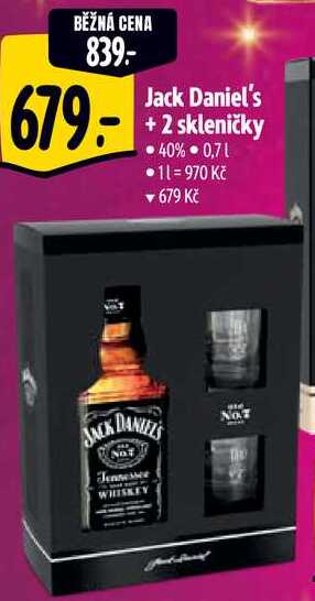 Jack Daniel's + 2 skleničky, 0,7 l