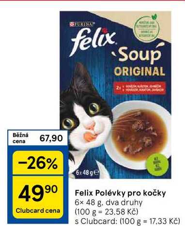 Felix Polévky pro kočky, 6x 48 g