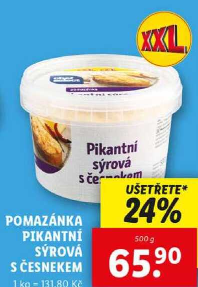 POMAZÁNKA PIKANTNÍ SÝROVÁ S ČESNEKEM, 500 g