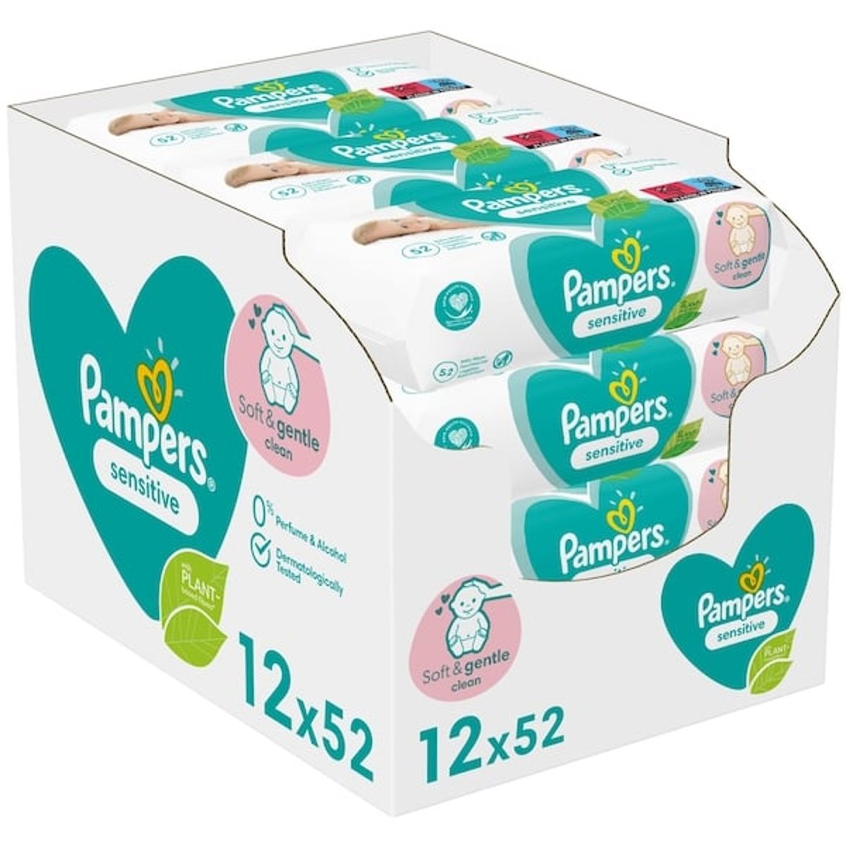 Pampers Sensitive vlhčené ubrousky 12×52 ks