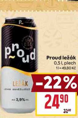 Proud ležák 0,51, plech