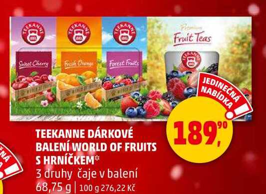 TEEKANNE DÁRKOVÉ BALENÍ WORLD OF FRUITS S HRNÍČKEM, 3 druhy čaje v balení, 68,75 g 