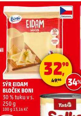 SÝR EIDAM BLOČEK BONI 30% tuku v s., 250 g 