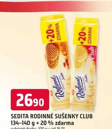 SEDITA RODINNÉ SUŠENKY CLUB 134-140 g + 20% zdarma  v akci