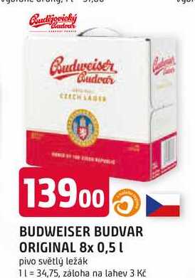 BUDWEISER BUDVAR ORIGINAL 8x 0,5l