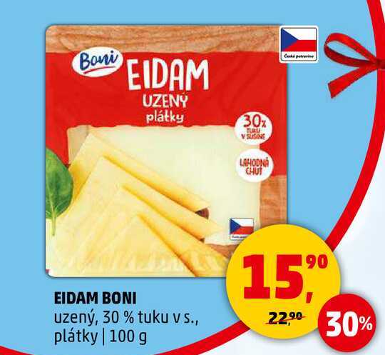 EIDAM BONI uzený, 30 % tuku v s., plátky, 100 g