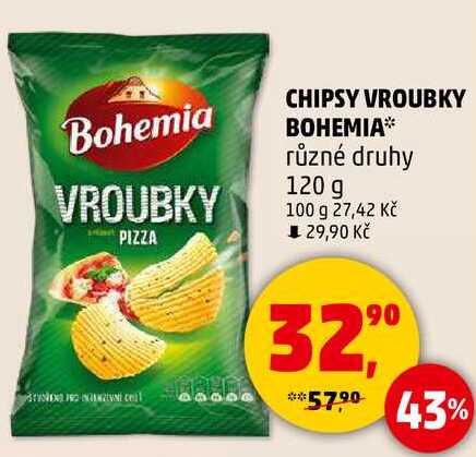 CHIPSY VROUBKY BOHEMIA různé druhy, 120 g