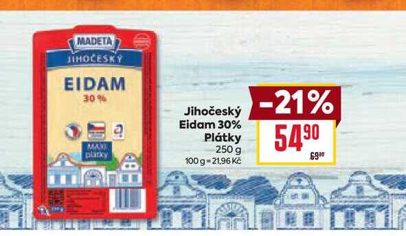 Madeta Jihočeský eidam 30% plátky 250g