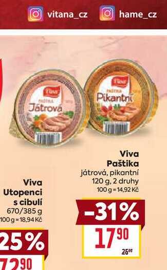 Viva Paštika játrová, pikantní 120 g