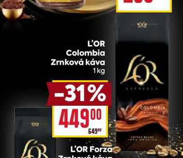 L'OR Colombia Zrnková káva 1 kg v akci