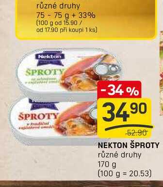 NEKTON ŠPROTY různé druhy 170 g 