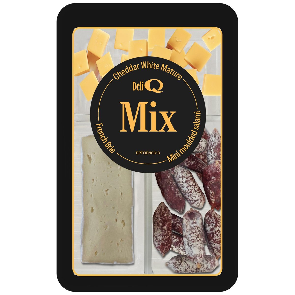 Deli Q Mix Sýr cheddar white, sýr brie a mini salami