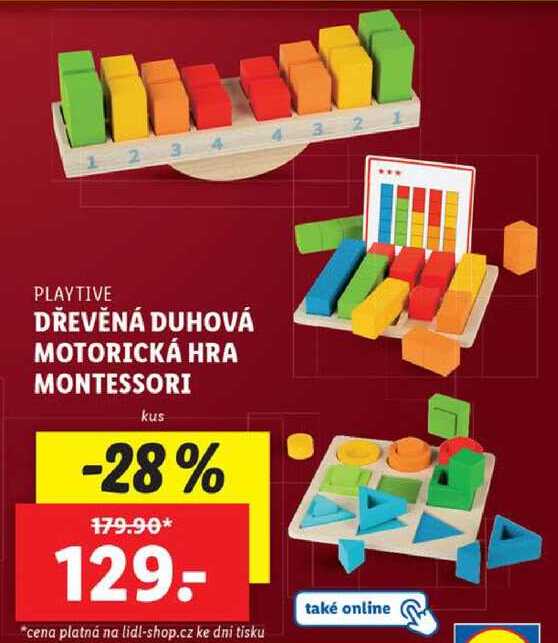 DŘEVĚNÁ DUHOVÁ MOTORICKÁ HRA MONTESSORI 