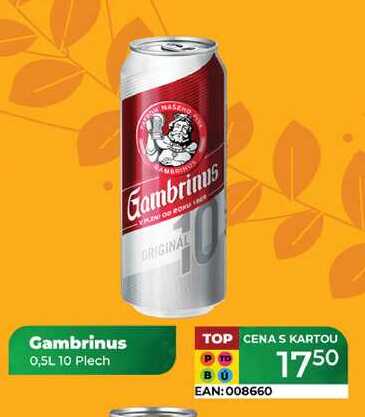 Gambrinus 0,5L 10 Plech  v akci