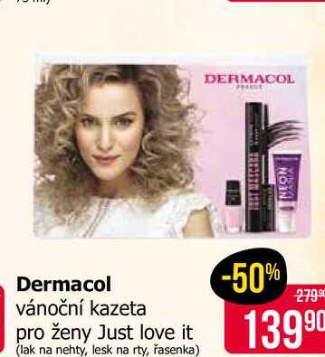 Dermacol vánoční kazeta pro ženy Just love it (lak na nehty, lesk na rty, řasenka) 