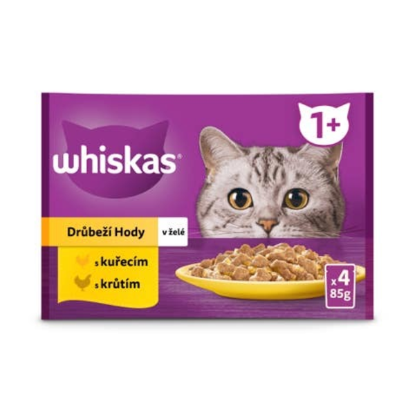 Whiskas Kapsičky drůbeží výběr v želé pro dospělé kočky 4x85g