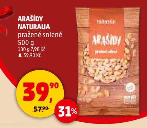 ARAŠÍDY NATURALIA pražené solené, 500 g 