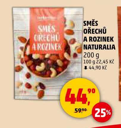 SMĚS OŘECHŮ A ROZINEK NATURALIA, 200 g