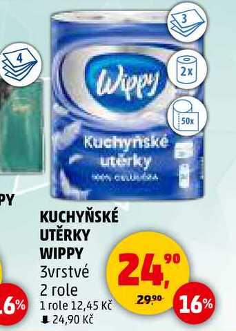 KUCHYŇSKÉ UTĚRKY WIPPY 3vrstvé , 2 role