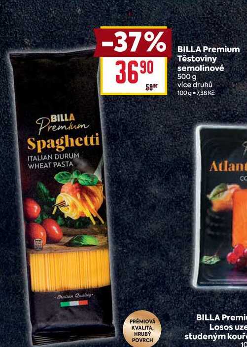 BILLA Premium Těstoviny semolinové 500 g