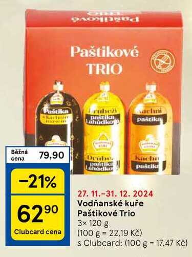 Vodňanské kuře Paštikové Trio, 3x 120 g 