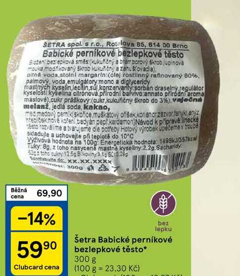 Šetra Babické perníkové bezlepkové těsto, 300 g 