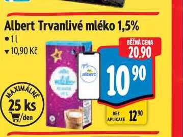 Albert Trvanlivé mléko 1,5% 1 l