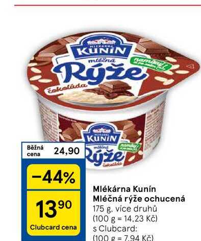 Mlékárna Kunín Mléčná rýže ochucená, 175 g, více druhů 