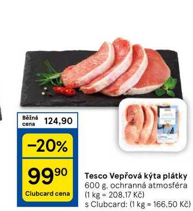 Tesco Vepřová kýta plátky, 600 g