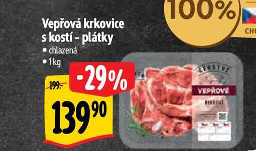 Vepřová krkovice s kostí - plátky 1 kg