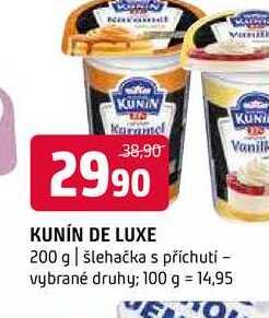 Kunín de luxe 200 g šlehačka s příchutí vybrané druhy