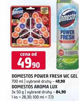 Domestos power fresh wc gel domestos aroma lix 700 ml 3x 50 g vybrané druhy